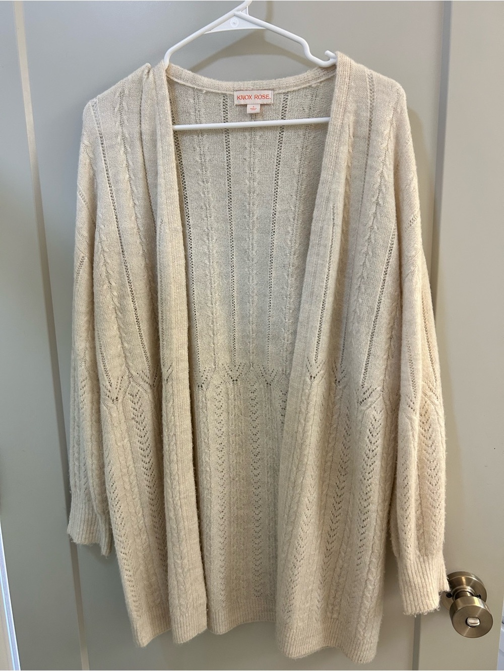 Knox Rose Cream Open-Front Knit Cardigan